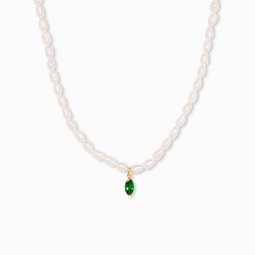 Super-Slim Freshwater Pearl Double Strand Emerald Layer Necklace